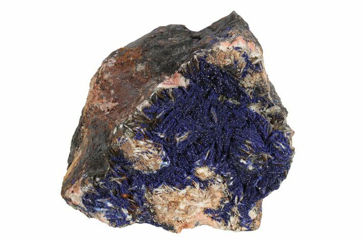 Druzy Azurite Crystals on Bladed Barite - Morocco #217817